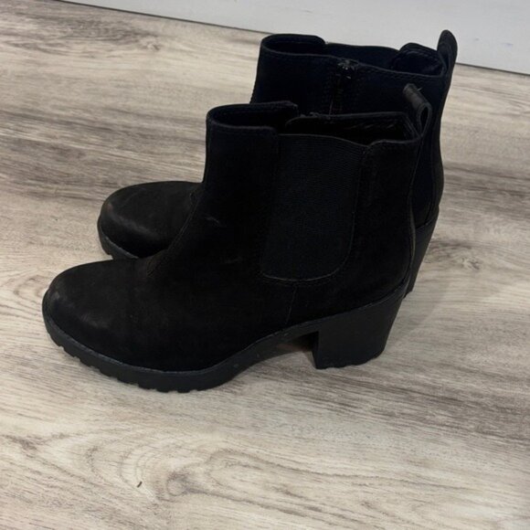 Vagabond Black Suede Ankle Booties block heel boots EU 37 BLOCK HEEL 6.5 - Picture 1 of 7